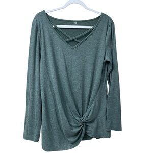Women's Green Twist Front Top